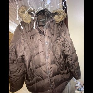 Down feather puffer coat